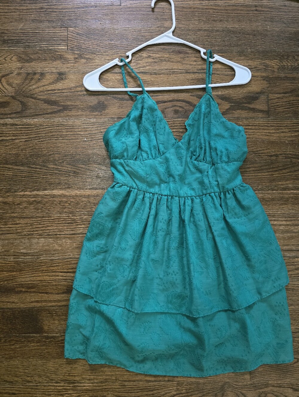 Sleeveless Teal Eyelet Tiered Summer Dress